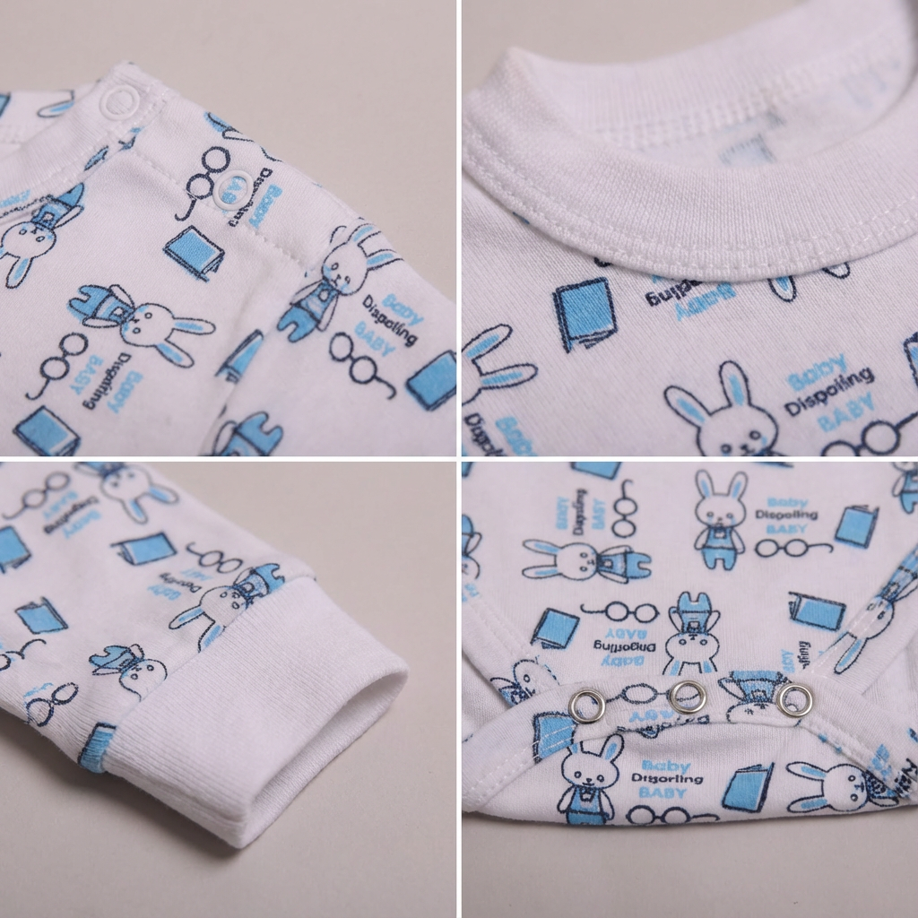 Printed Cotton Baby Long Sleeve Bodysuit - 3 Pack Bundle
