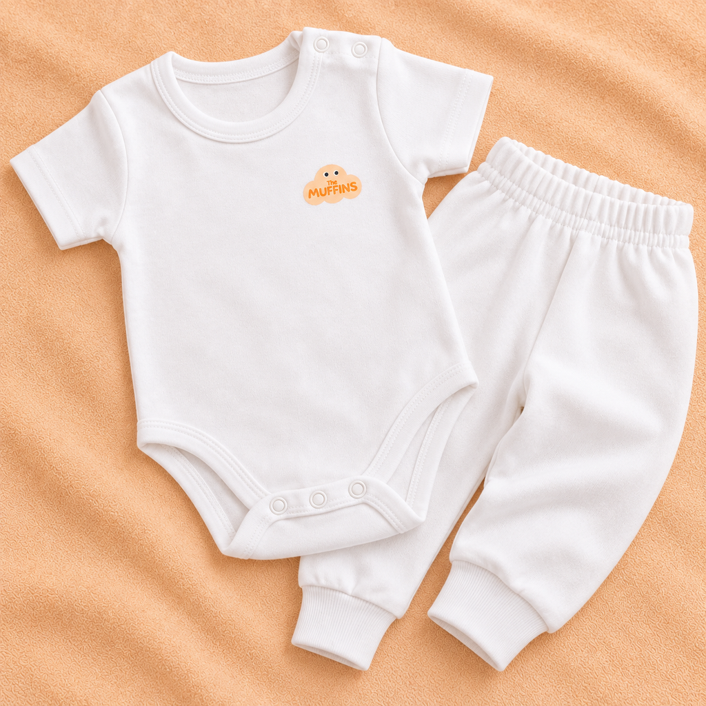 White Cotton Baby Short Sleeve Bodysuits & Pants – Bundle (6 Pieces)