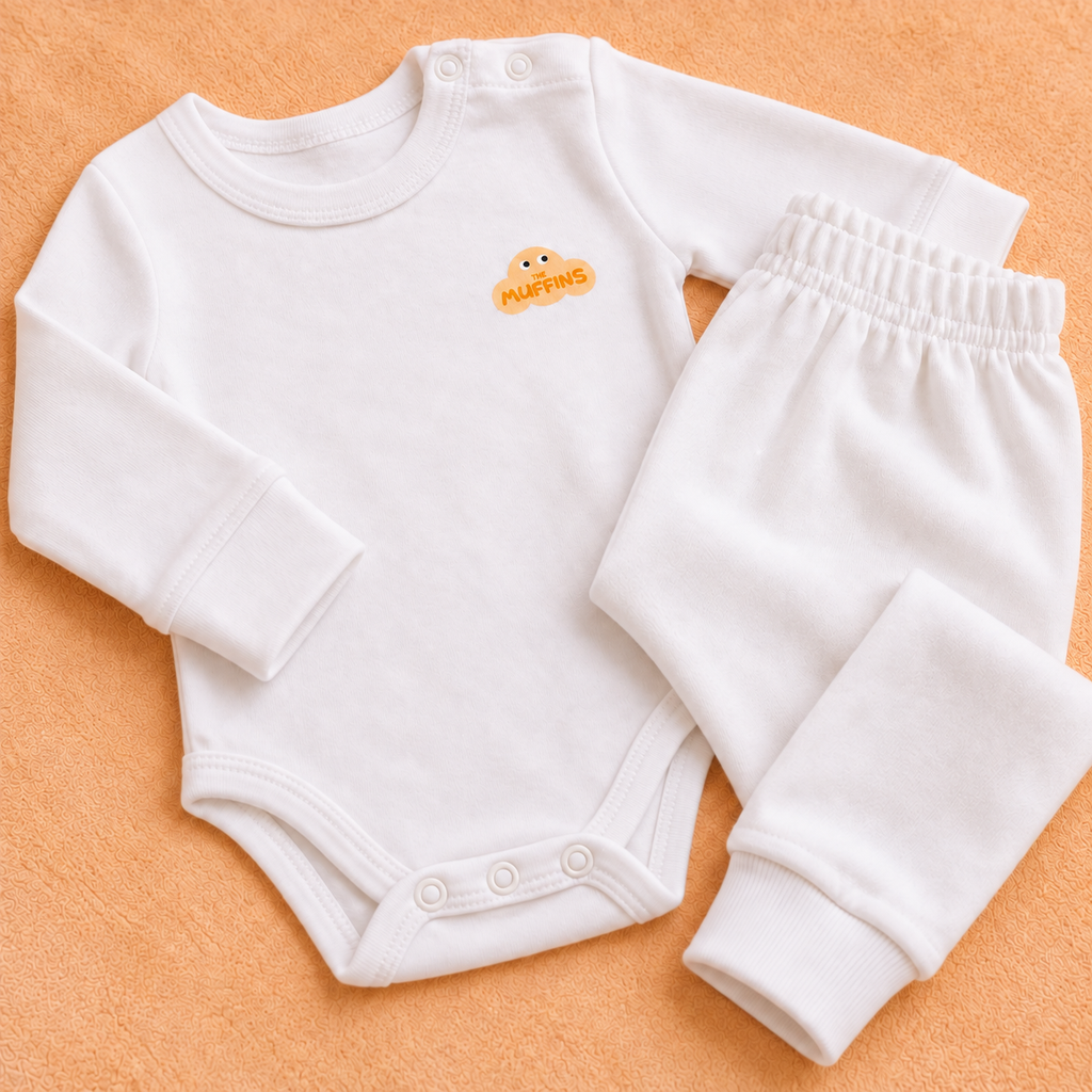 White Cotton Baby Long Sleeve Bodysuits & Pants – Bundle (6 Pieces)