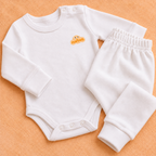 White Cotton Baby Long Sleeve Bodysuits & Pants – Bundle (6 Pieces)