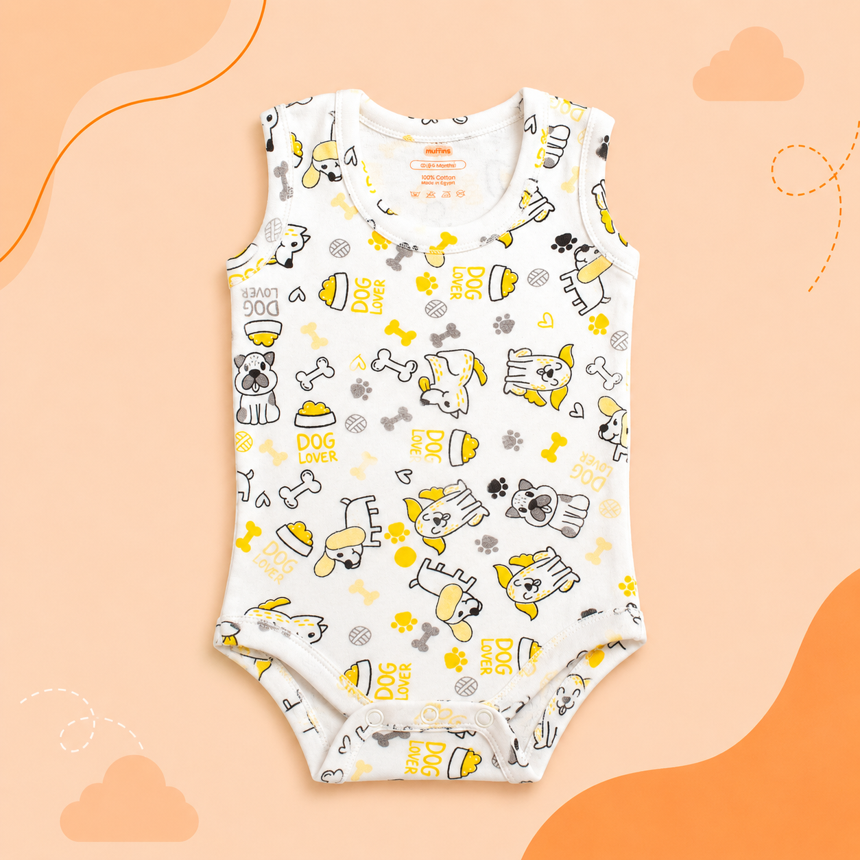 Printed Cotton Baby Sleeveless Bodysuit - Single