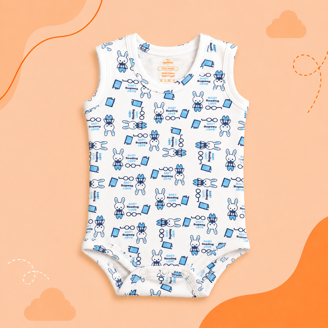 Printed Cotton Baby Sleeveless Bodysuit - Single