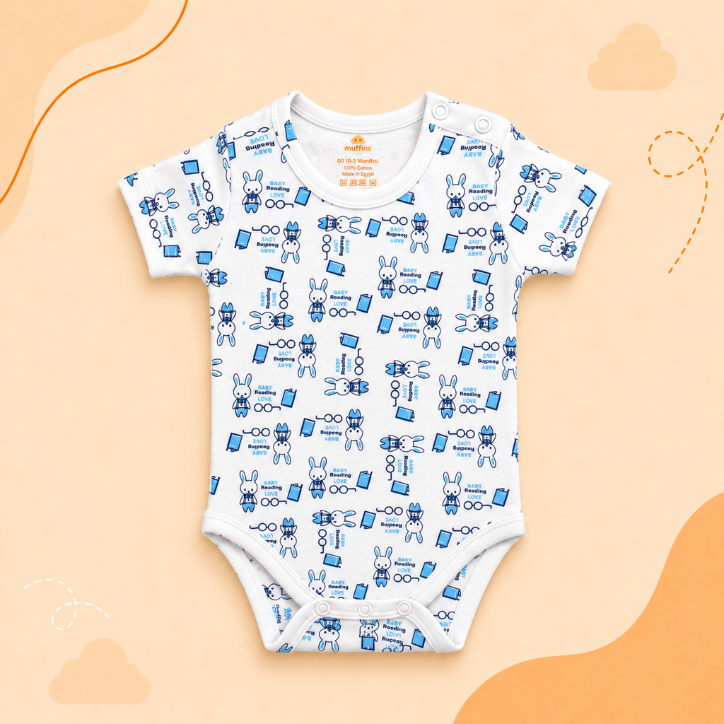 Printed Cotton Baby Short Sleeve Bodysuit - 3 Pack Bundle