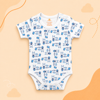 Printed Cotton Baby Short Sleeve Bodysuit - 3 Pack Bundle