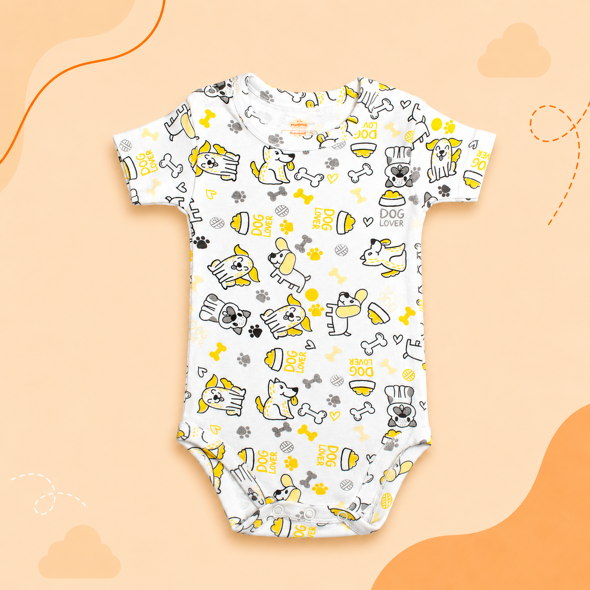 Printed Cotton Baby Short Sleeve Bodysuit - 3 Pack Bundle