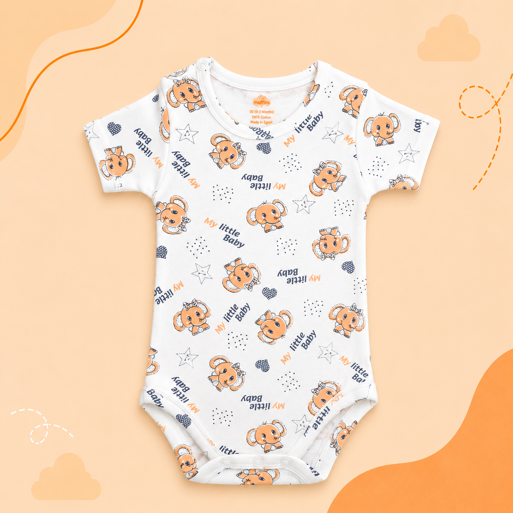 Printed Cotton Baby Short Sleeve Bodysuit - 3 Pack Bundle