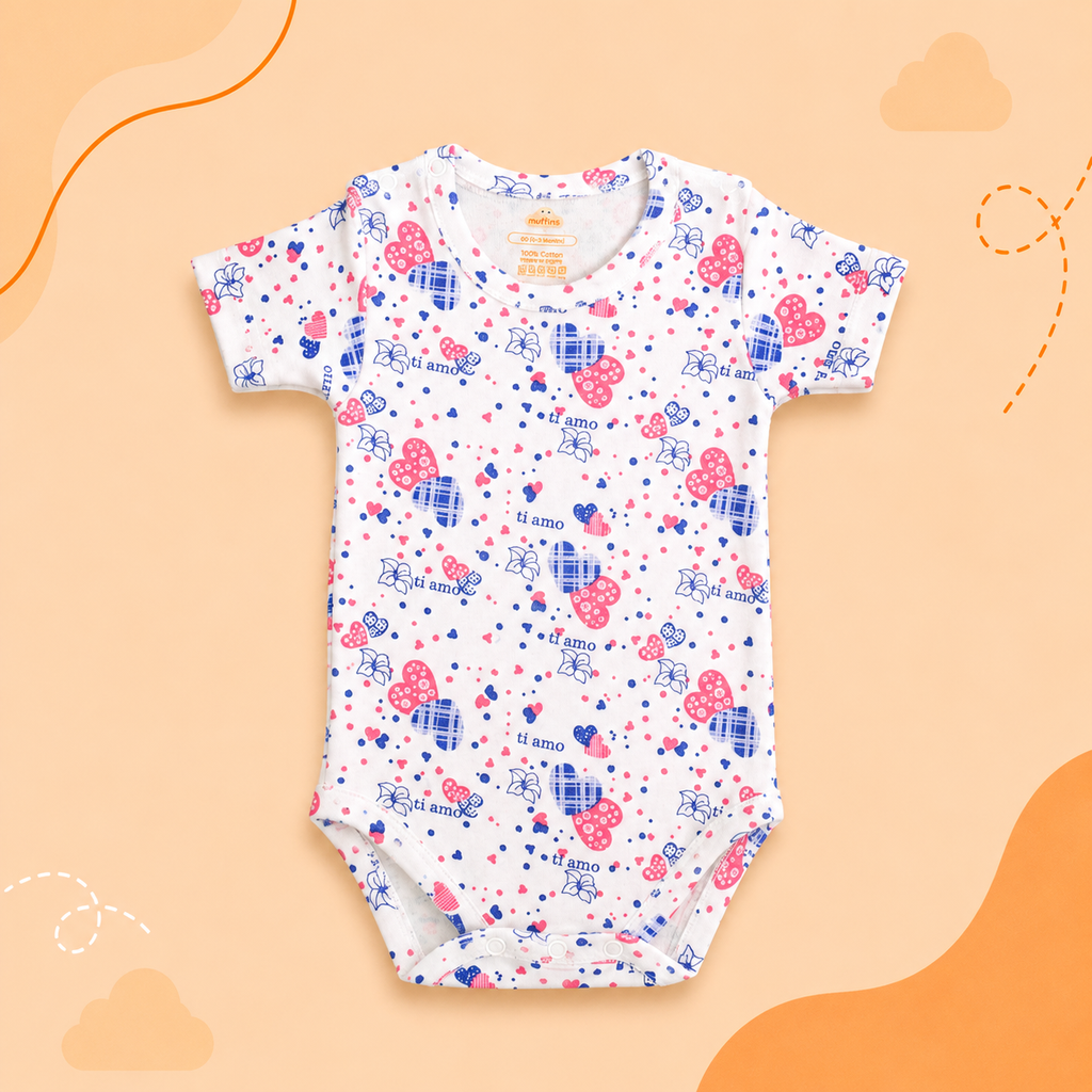 Printed Cotton Baby Short Sleeve Bodysuit - 3 Pack Bundle