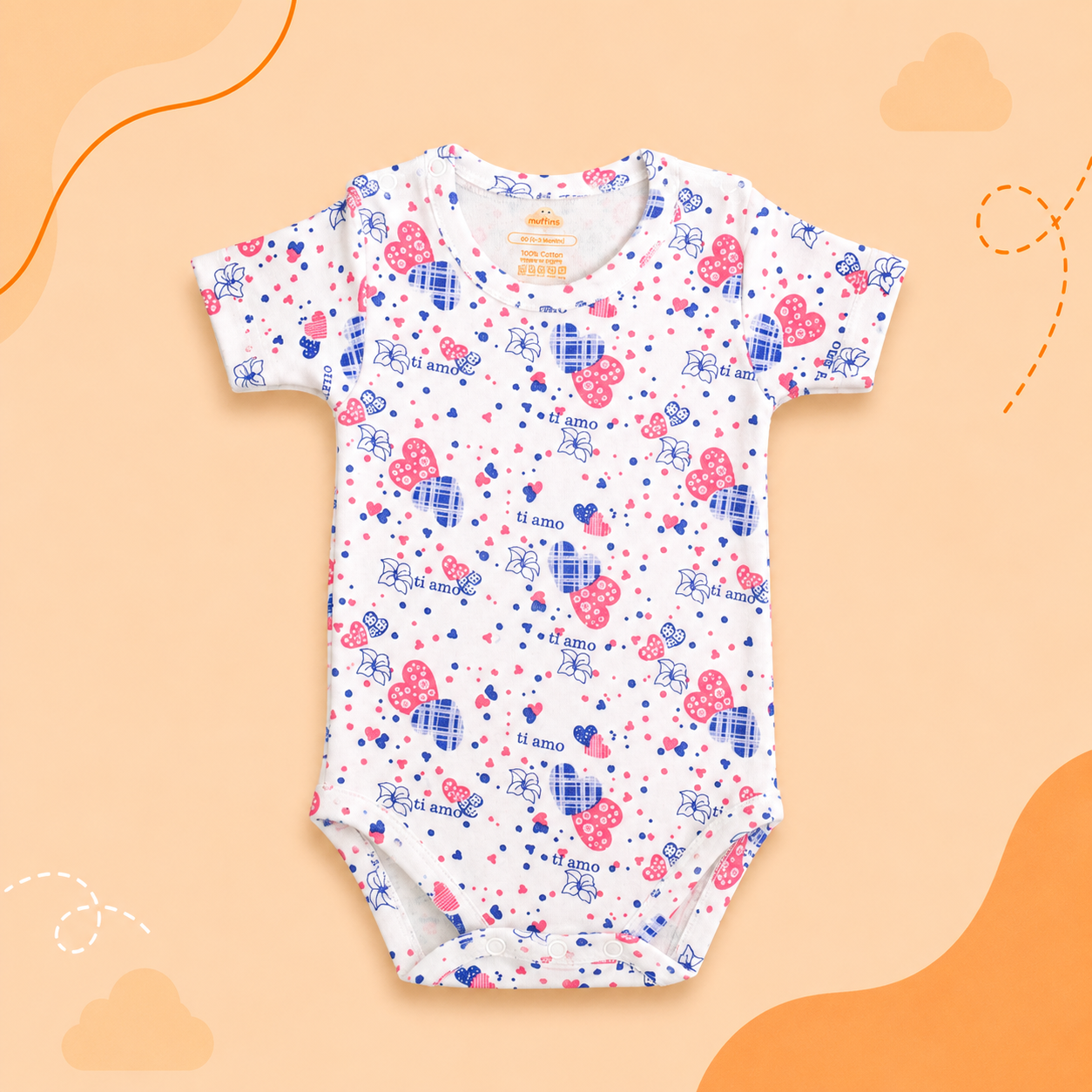 Printed Cotton Baby Short Sleeve Bodysuit - 3 Pack Bundle