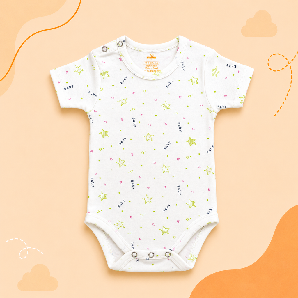 Printed Cotton Baby Short Sleeve Bodysuit - 3 Pack Bundle