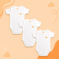 White Cotton Baby Short Sleeve Bodysuit – Bundle (3 Pieces)
