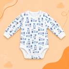 Printed Cotton Baby Long Sleeve Bodysuit - 3 Pack Bundle