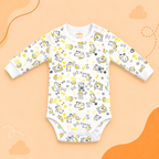 Printed Cotton Baby Long Sleeve Bodysuit - 3 Pack Bundle