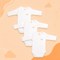 White Cotton Baby Long Sleeve Bodysuit – Bundle (3 Pieces)