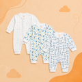 Printed Cotton Baby Jumpsuit - 3 Pack Bundle
