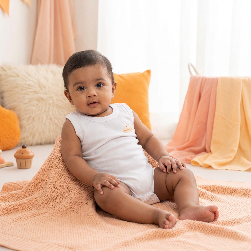 White Cotton Baby Sleeveless Bodysuit – Single
