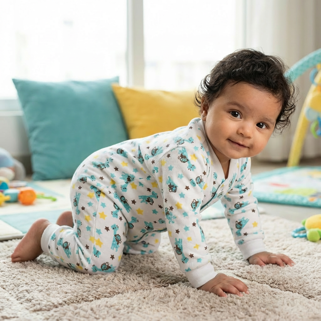 Printed Cotton Baby Jumpsuit - 3 Pack Bundle