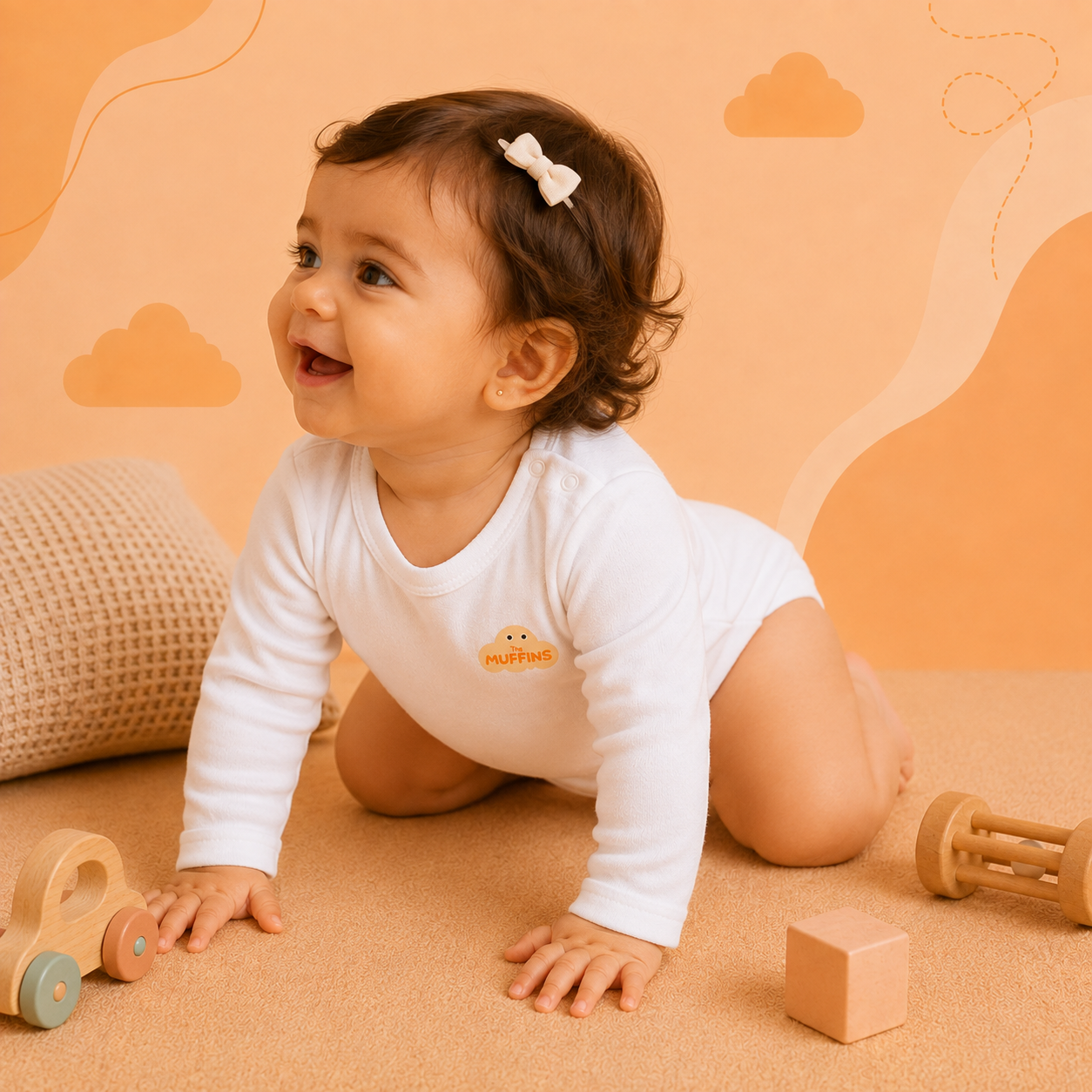 White Cotton Baby Long Sleeve Bodysuit – Bundle (3 Pieces)