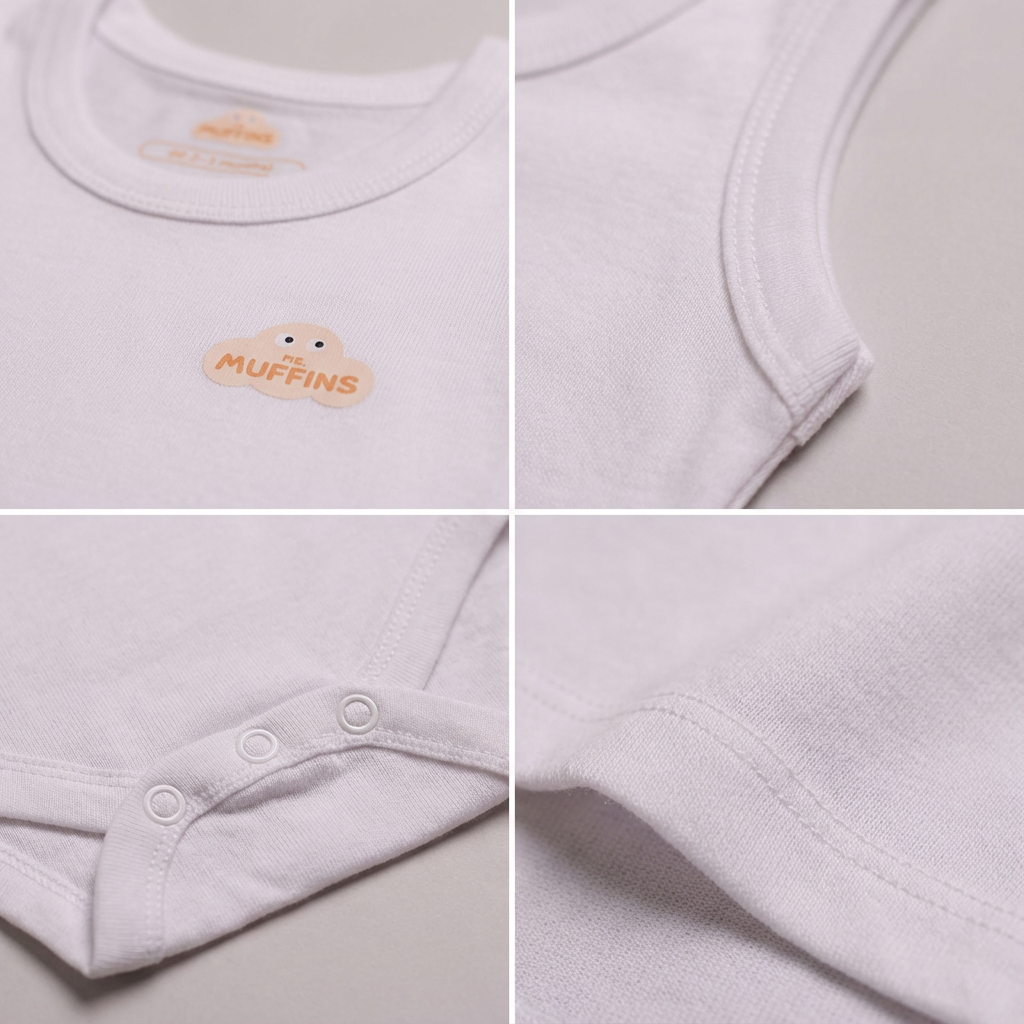 White Cotton Baby Sleeveless Bodysuit – Single