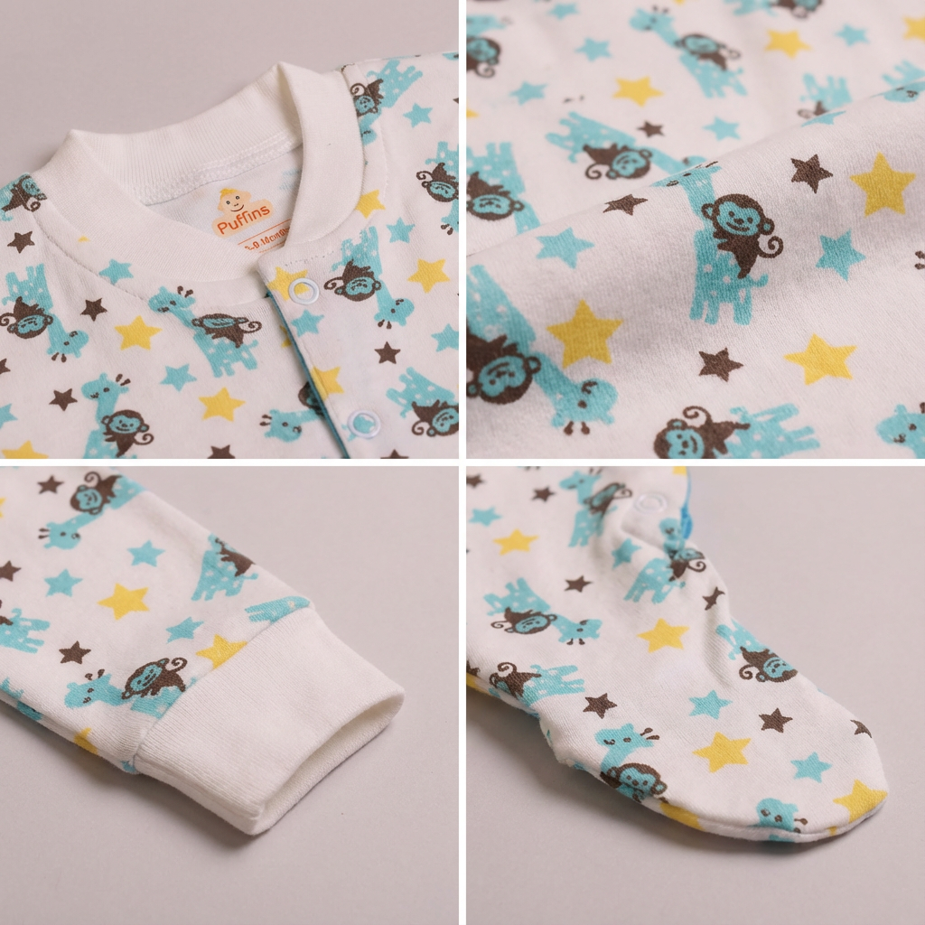 Printed Cotton Baby Footie - 3 Pack Bundle