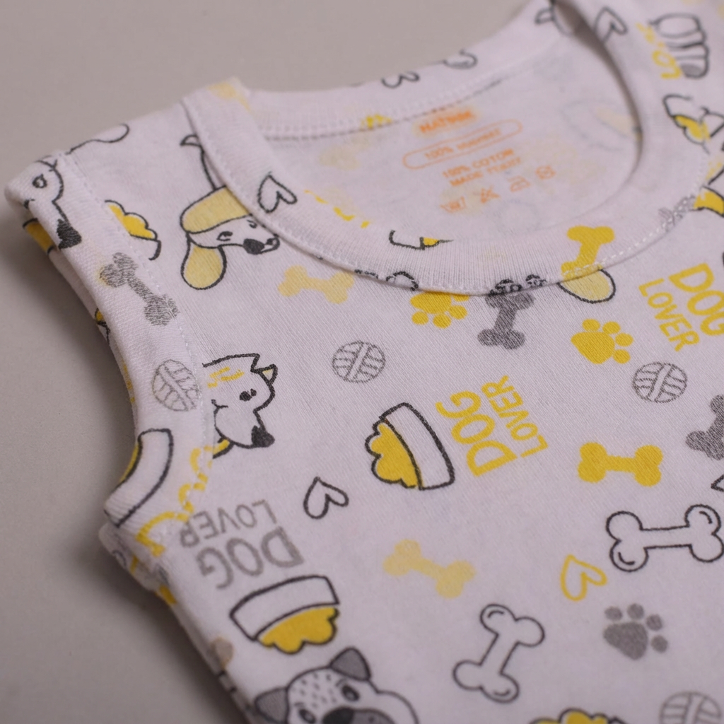 Printed Cotton Baby Sleeveless Bodysuit - 3 Pack Bundle