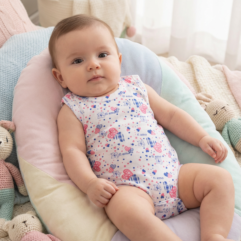 Printed Cotton Baby Sleeveless Bodysuit - 3 Pack Bundle