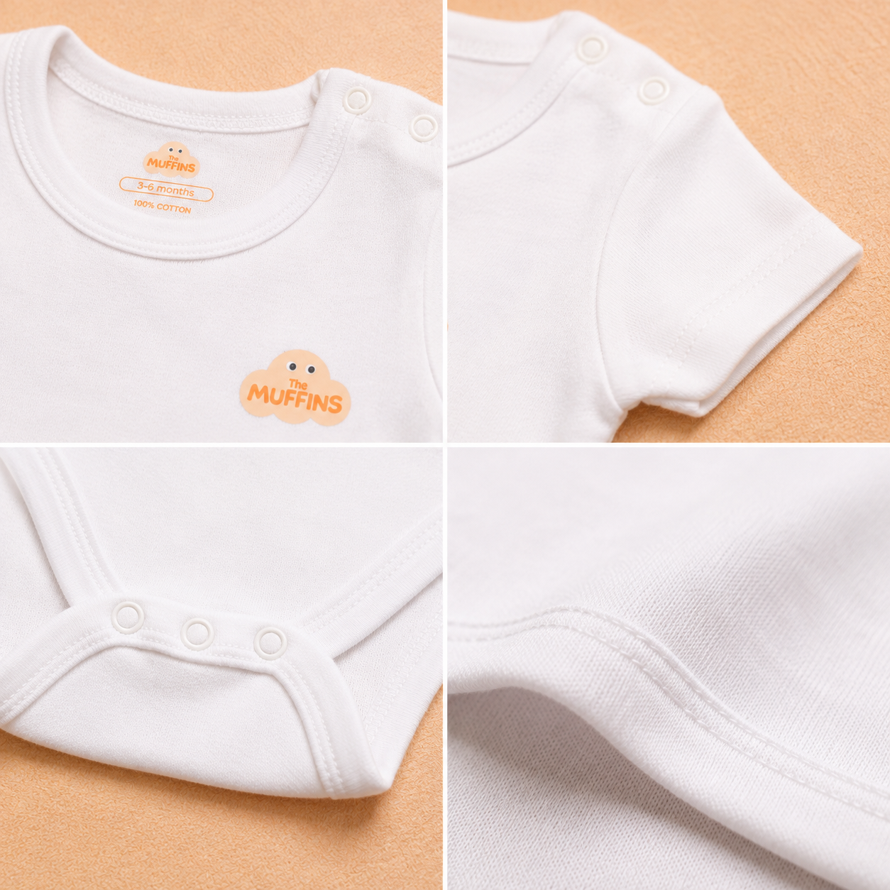 White Cotton Baby Short Sleeve Bodysuit – Bundle (3 Pieces)