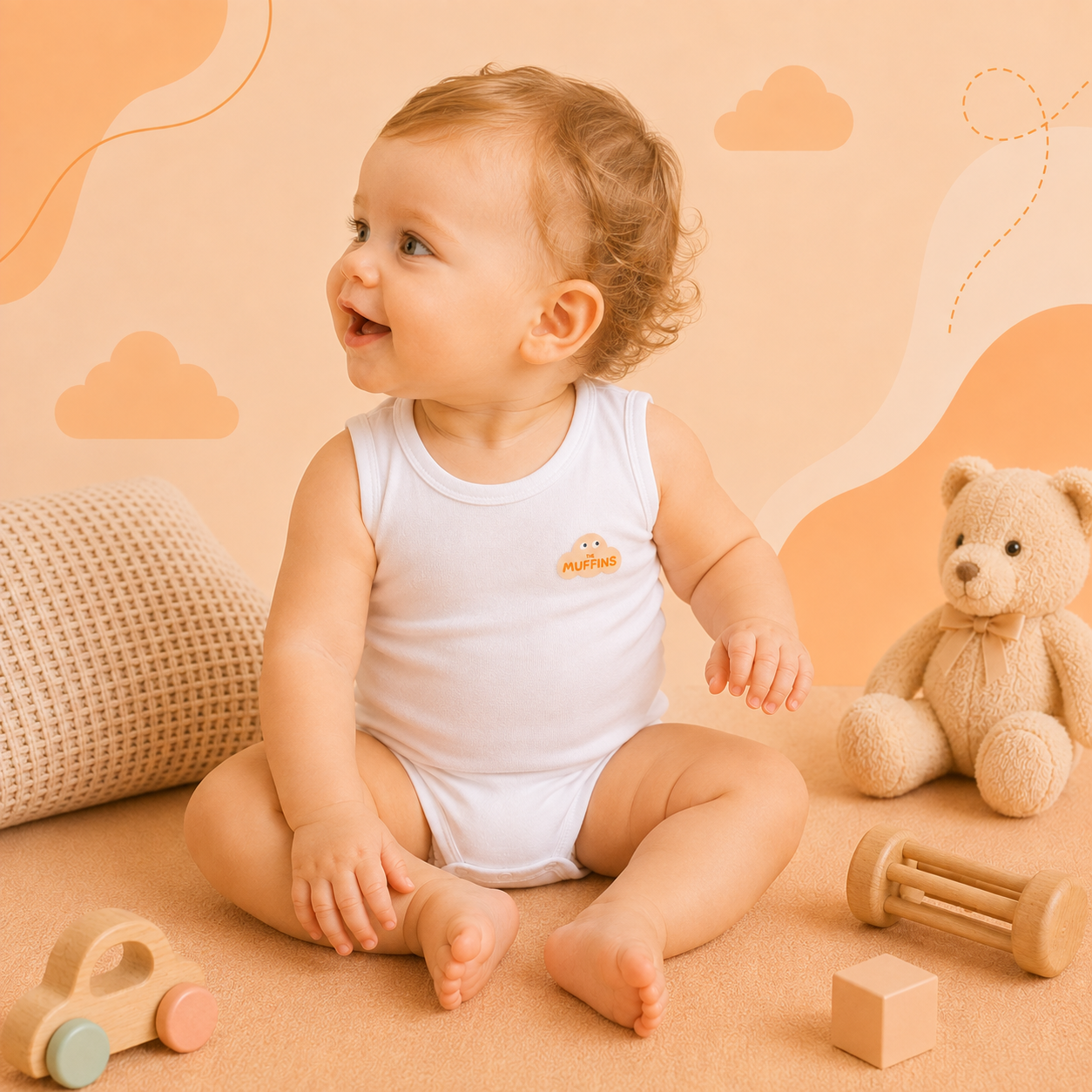 White Cotton Baby Sleeveless Bodysuit – Bundle (3 Pieces)
