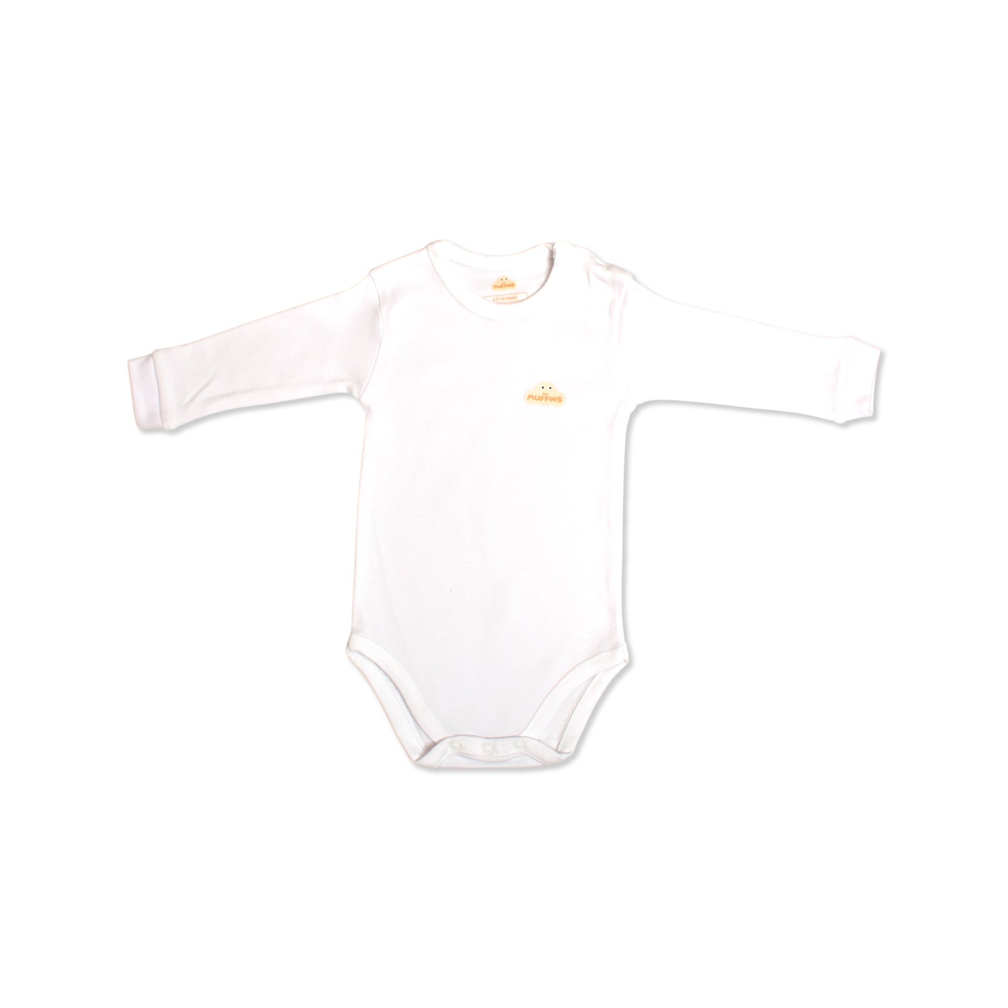 White Cotton Baby Long Sleeve Bodysuit – Single