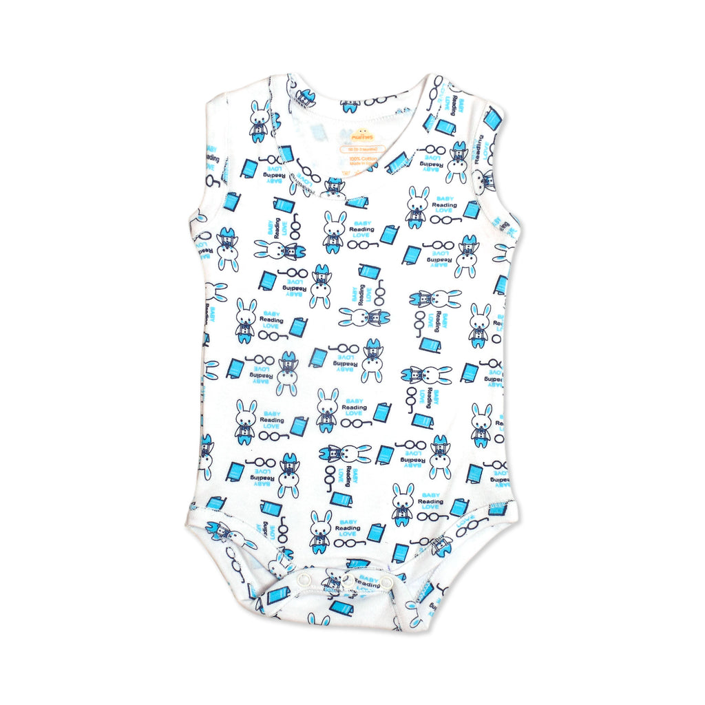 Printed Cotton Baby Sleeveless Bodysuit - 3 Pack Bundle
