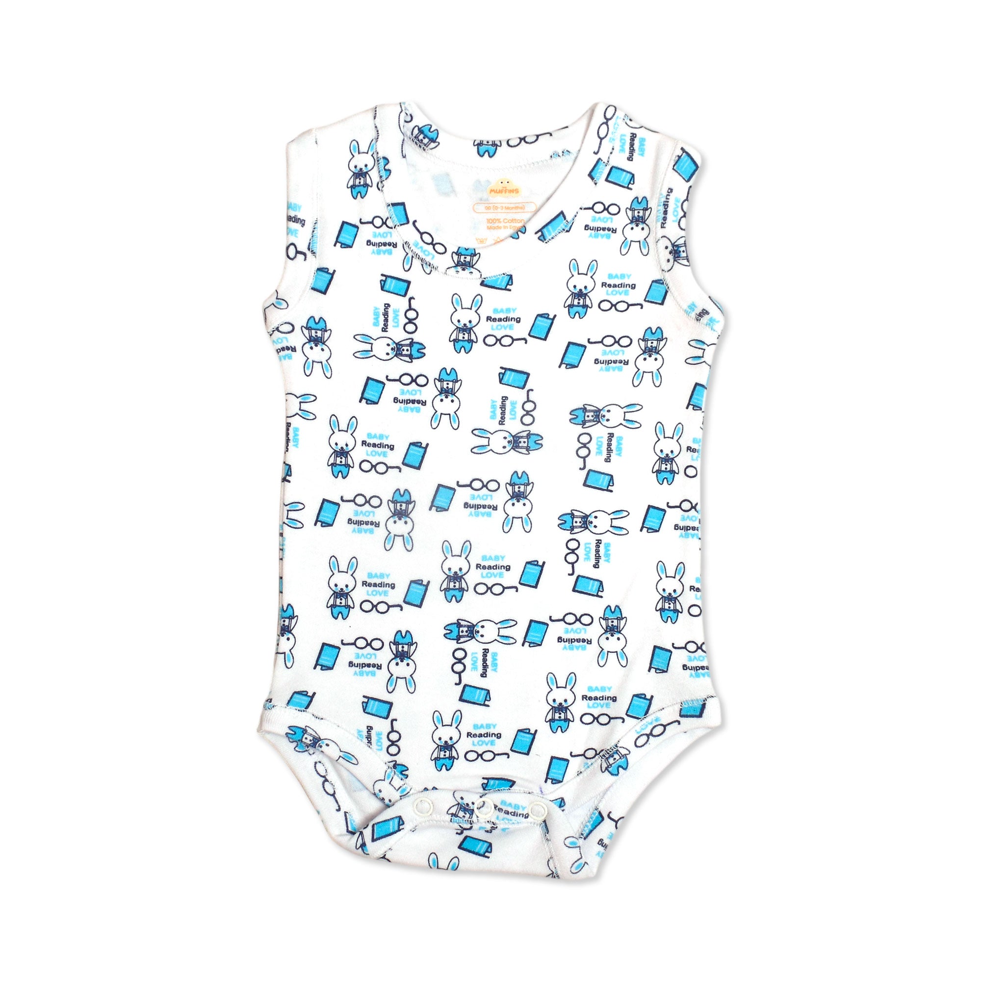 Printed Cotton Baby Sleeveless Bodysuit - Single