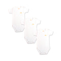 White Cotton Baby Short Sleeve Bodysuit – Bundle (3 Pieces)
