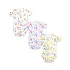 Printed Cotton Baby Short Sleeve Bodysuit - 3 Pack Bundle