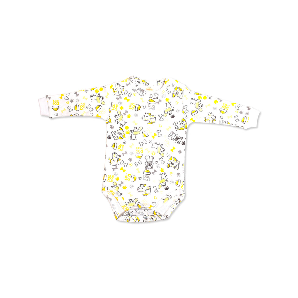 Printed Cotton Baby Long Sleeve Bodysuit - 3 Pack Bundle