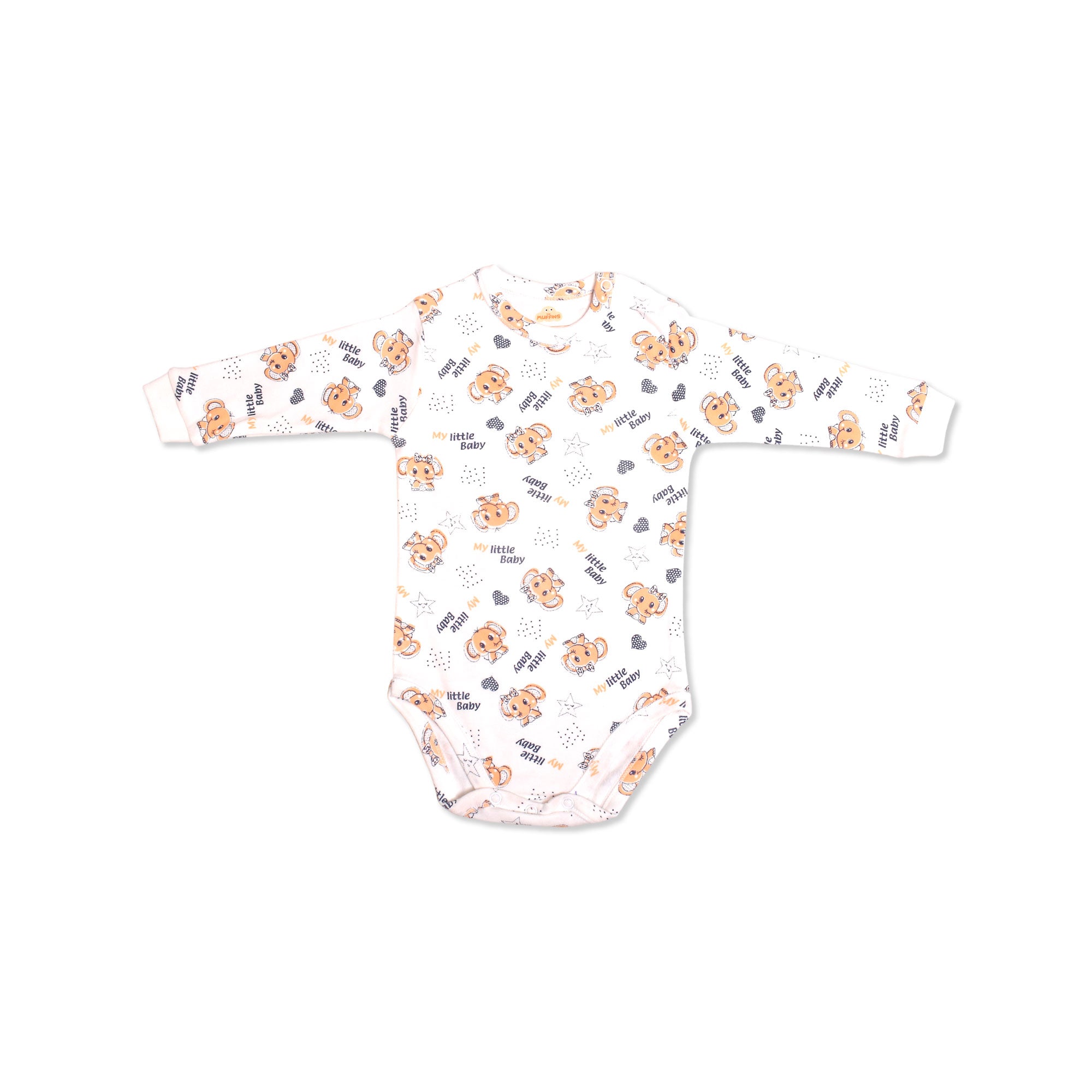 Printed Cotton Baby Long Sleeve Bodysuit - Single