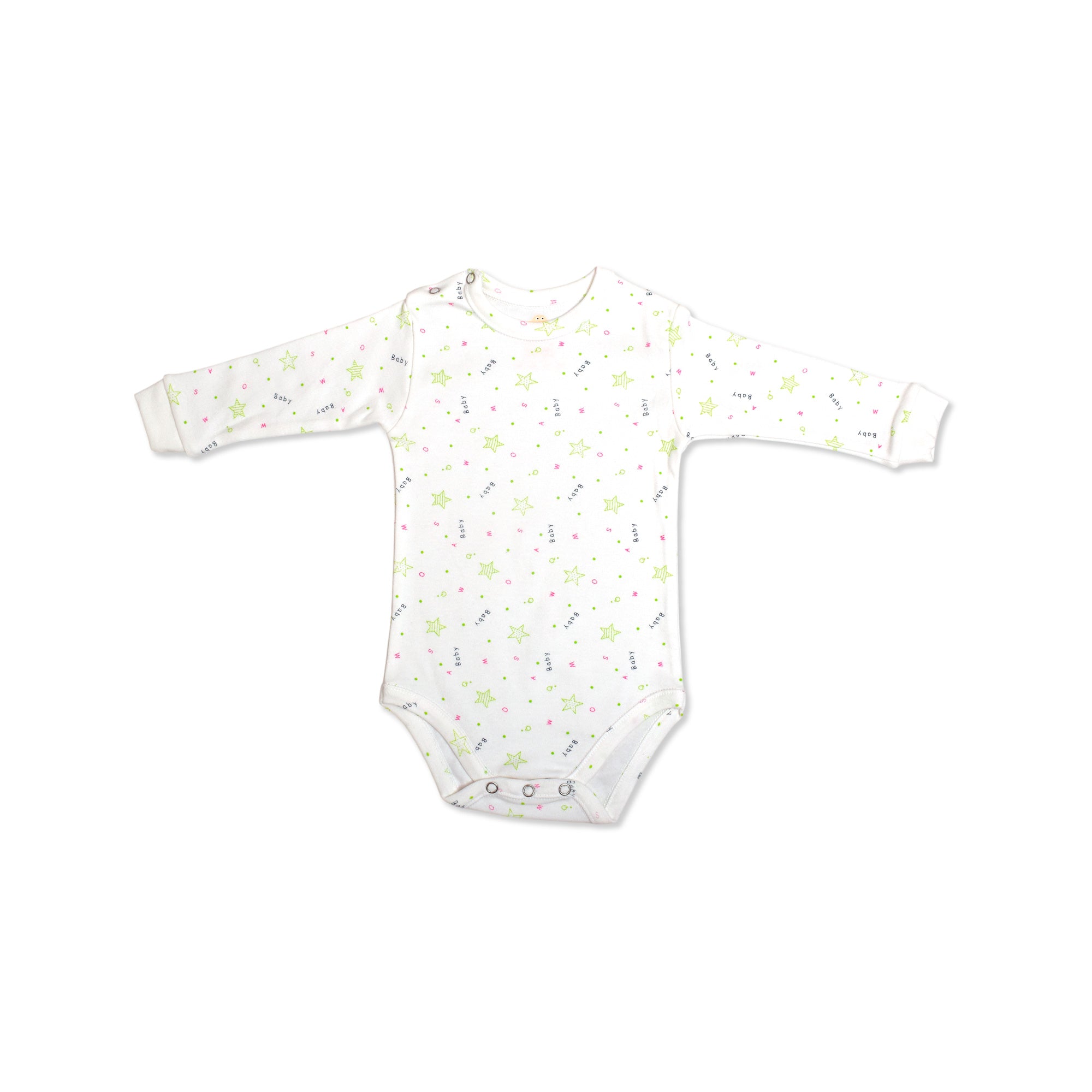 Printed Cotton Baby Long Sleeve Bodysuit - Single