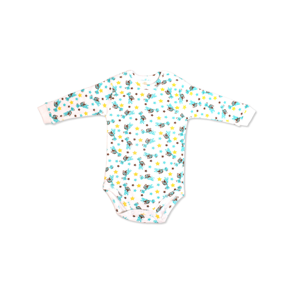 Printed Cotton Baby Long Sleeve Bodysuit - 3 Pack Bundle