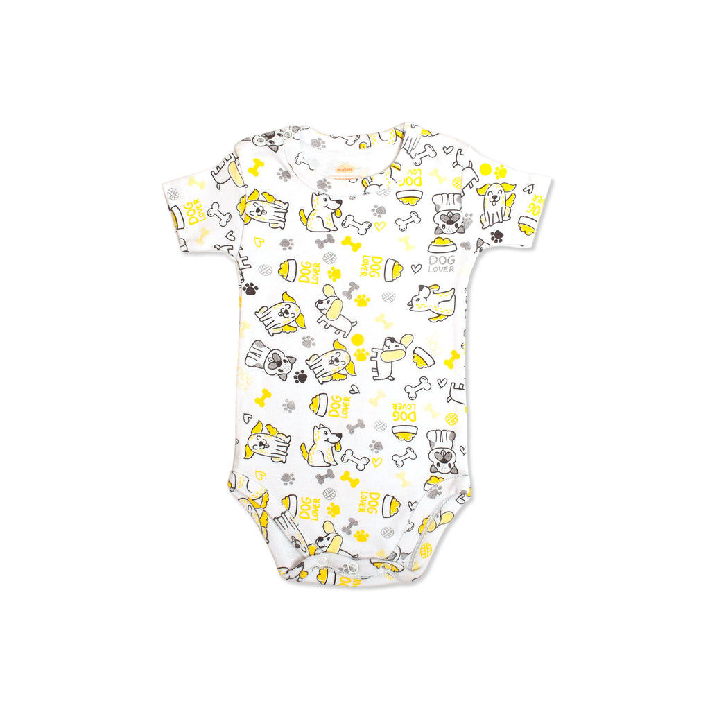Printed Cotton Baby Short Sleeve Bodysuit - 3 Pack Bundle