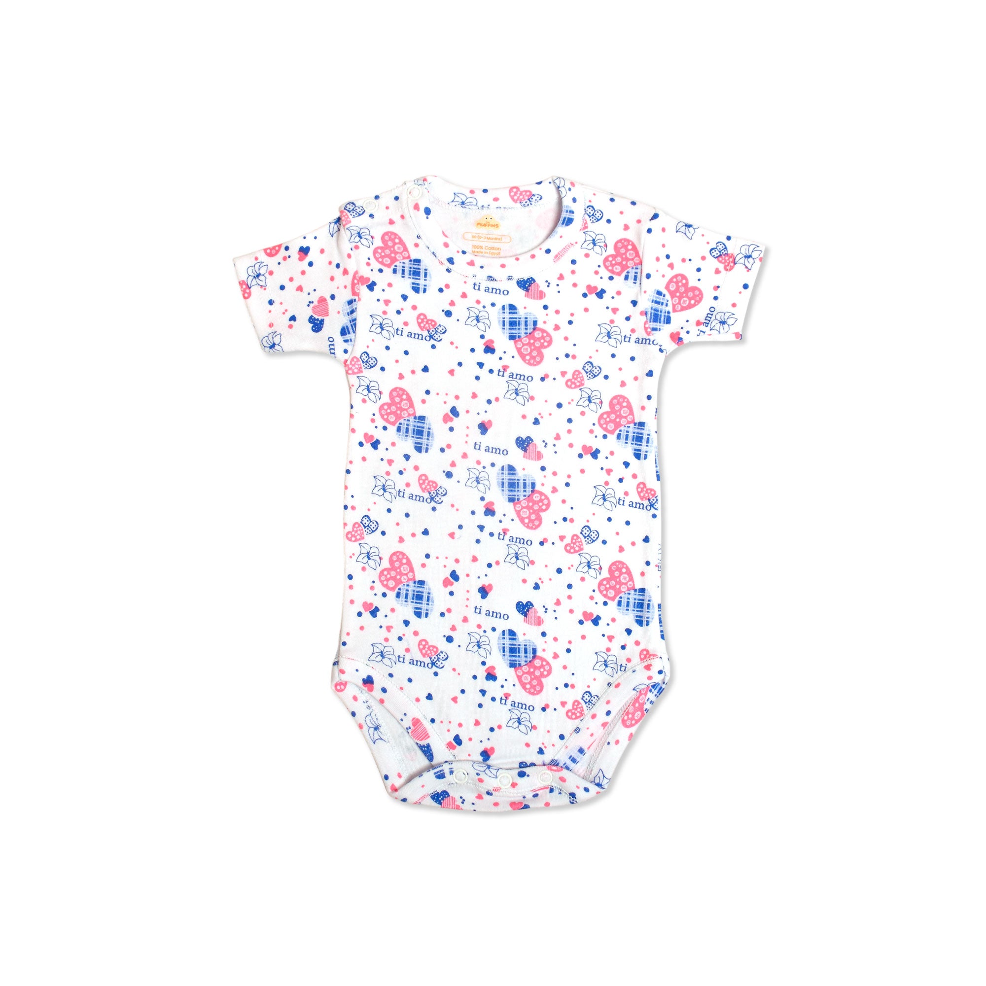 Printed Cotton Baby Short Sleeve Bodysuit - Single
