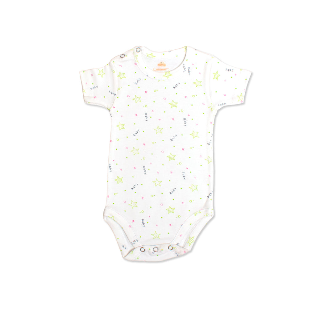 Printed Cotton Baby Short Sleeve Bodysuit - 3 Pack Bundle
