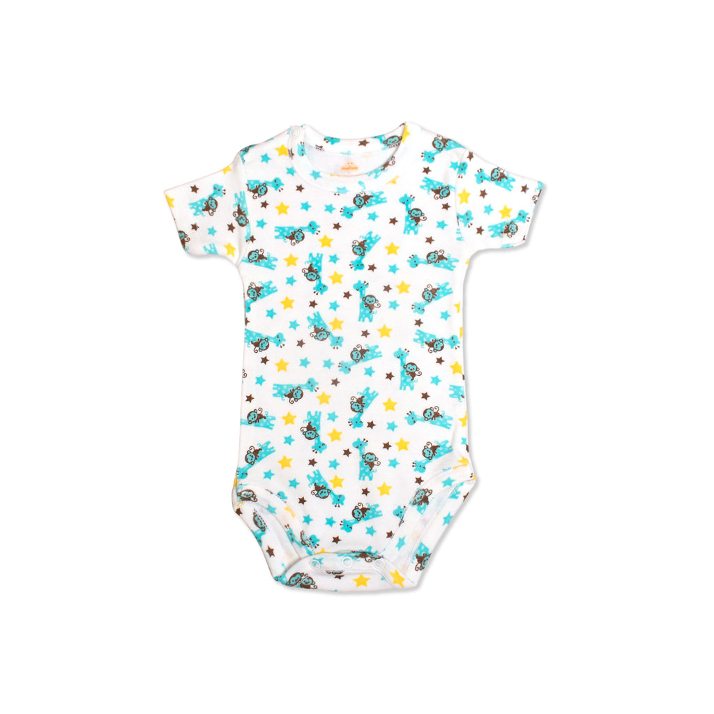 Printed Cotton Baby Short Sleeve Bodysuit - 3 Pack Bundle