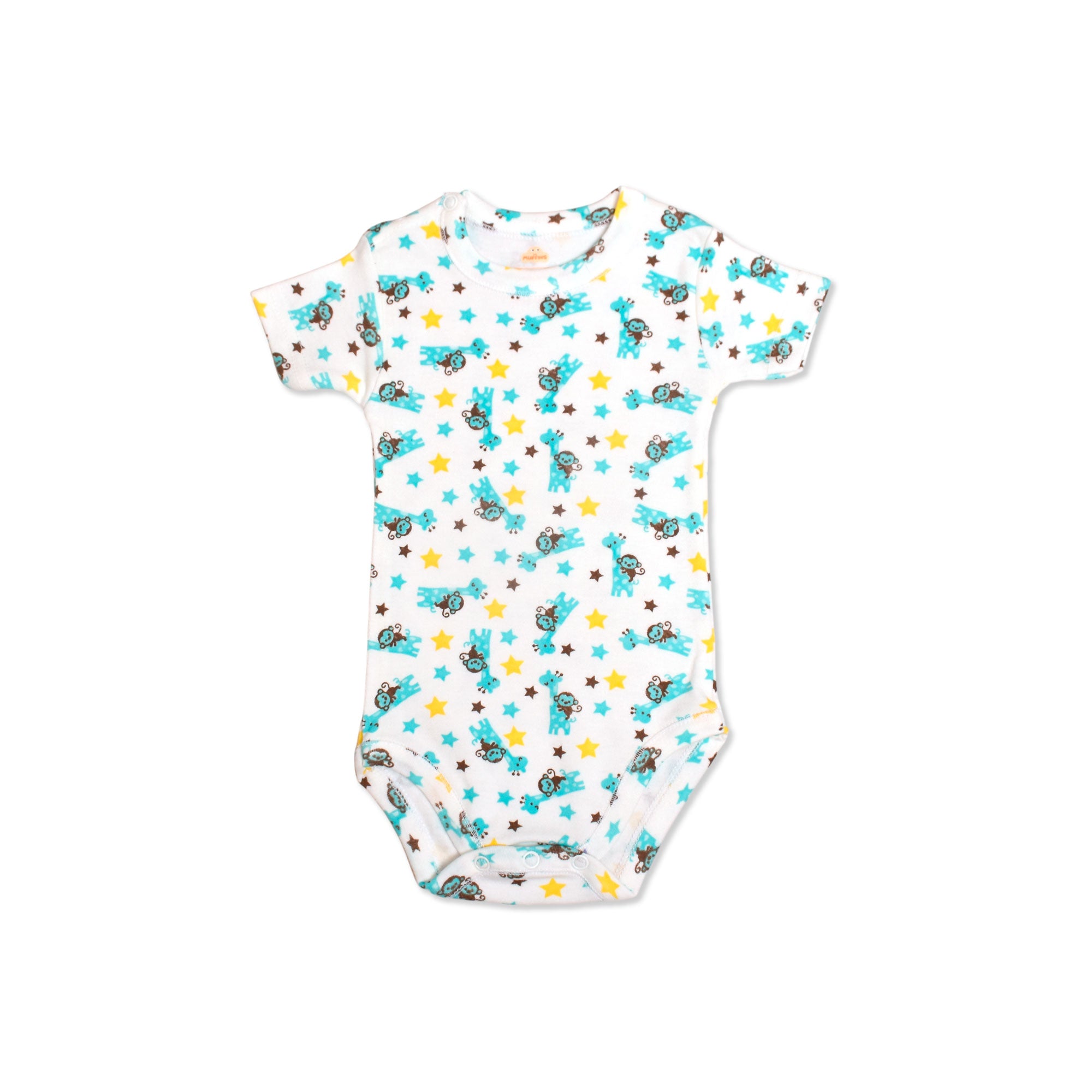 Printed Cotton Baby Short Sleeve Bodysuit - Single