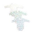 Printed Cotton Baby Long Sleeve Bodysuit - 3 Pack Bundle