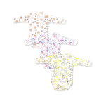 Printed Cotton Baby Long Sleeve Bodysuit - 3 Pack Bundle