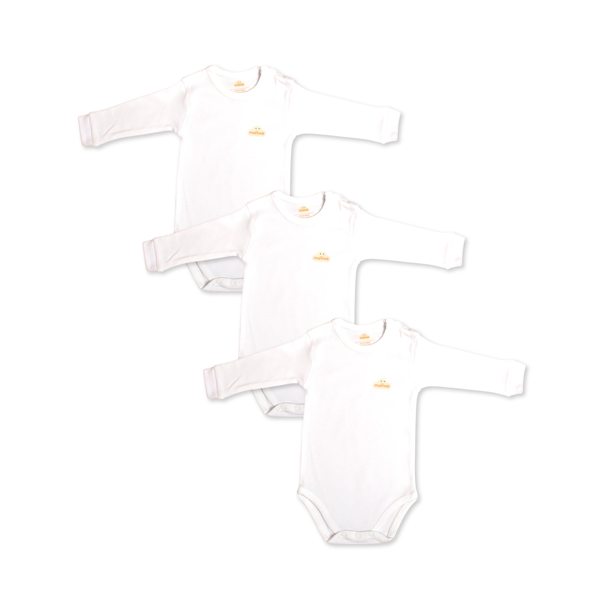 White Cotton Baby Long Sleeve Bodysuit – Single