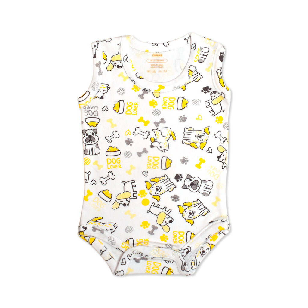 Printed Cotton Baby Sleeveless Bodysuit - 3 Pack Bundle
