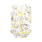 Printed Cotton Baby Sleeveless Bodysuit - 3 Pack Bundle