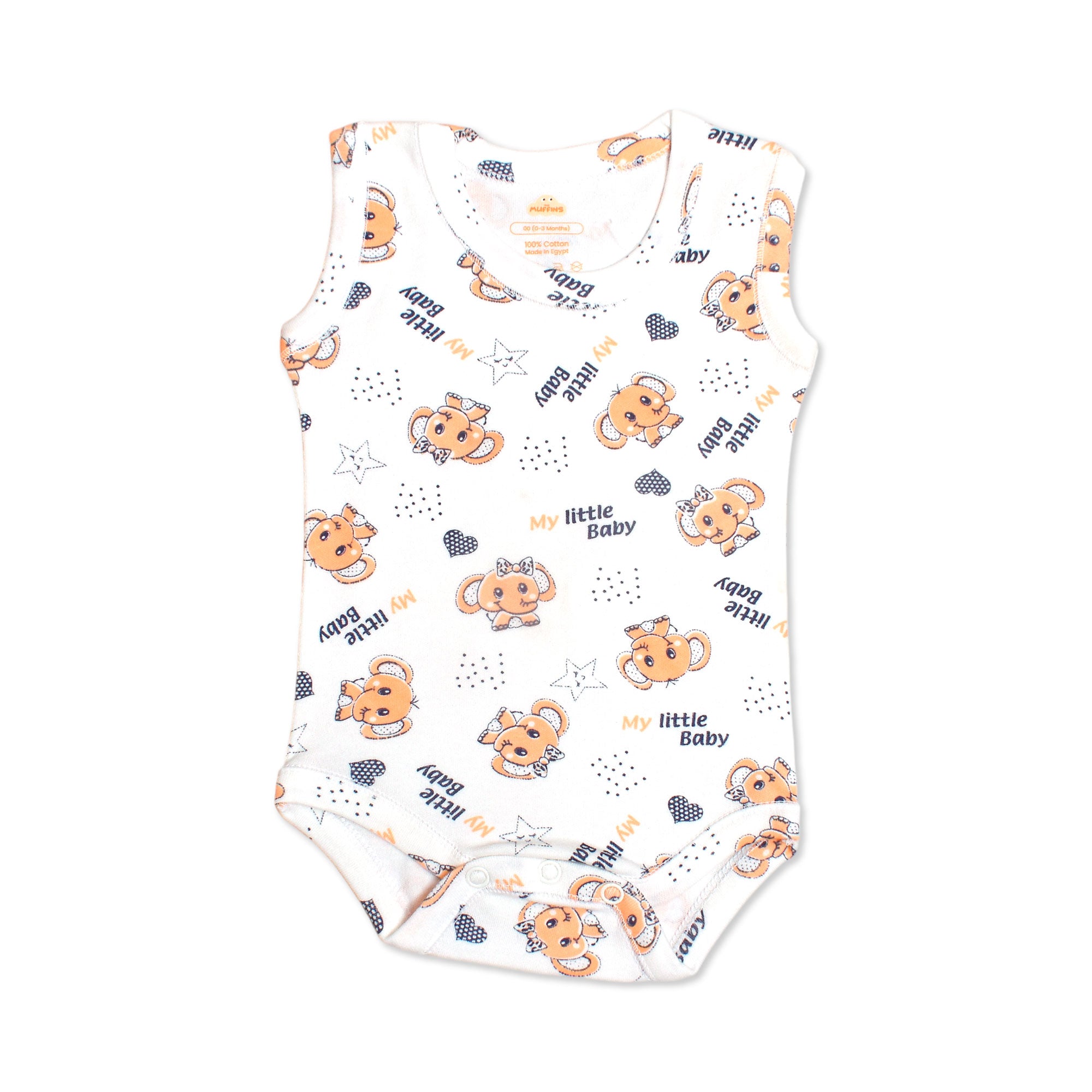 Printed Cotton Baby Sleeveless Bodysuit - Single