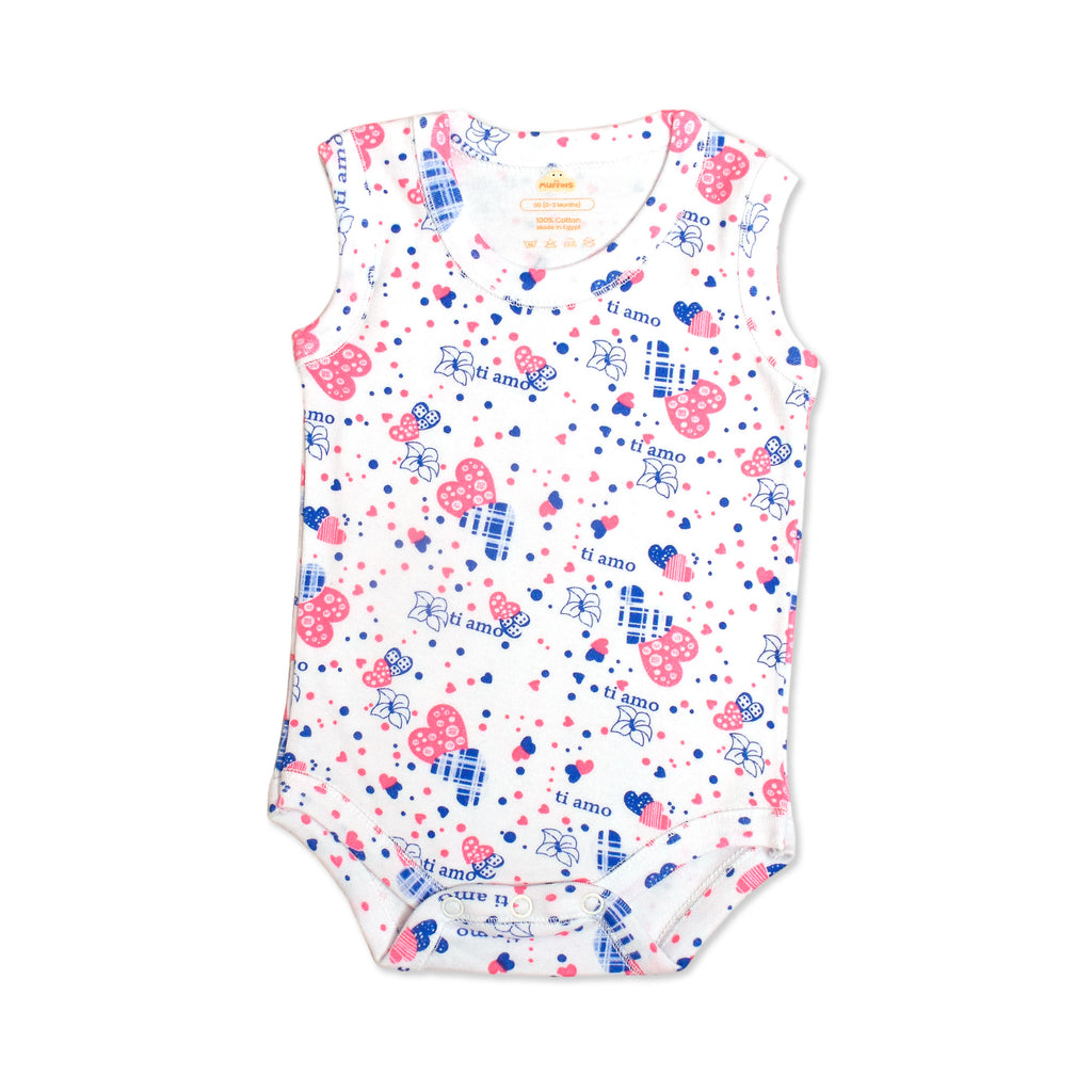 Printed Cotton Baby Sleeveless Bodysuit - 3 Pack Bundle