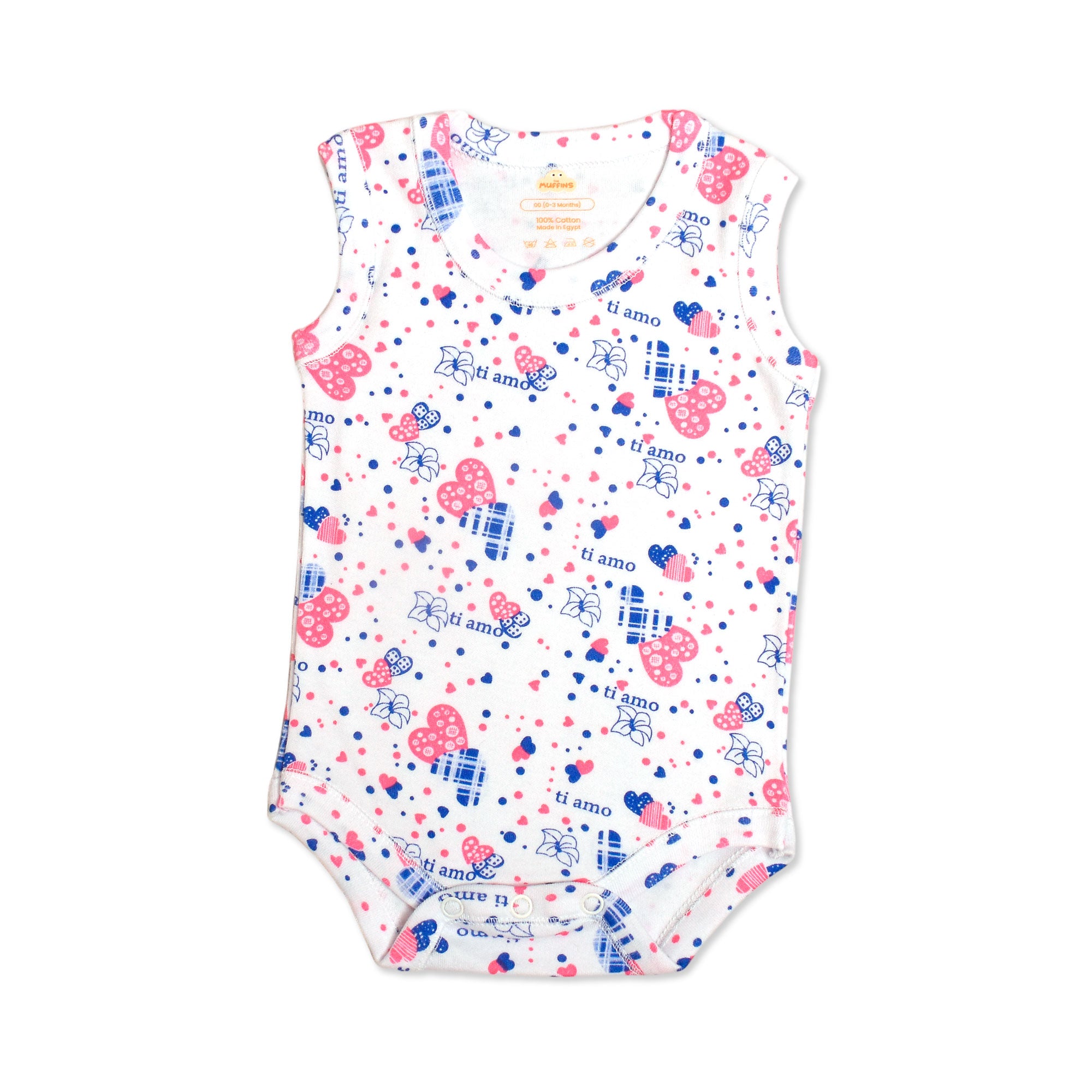 Printed Cotton Baby Sleeveless Bodysuit - Single