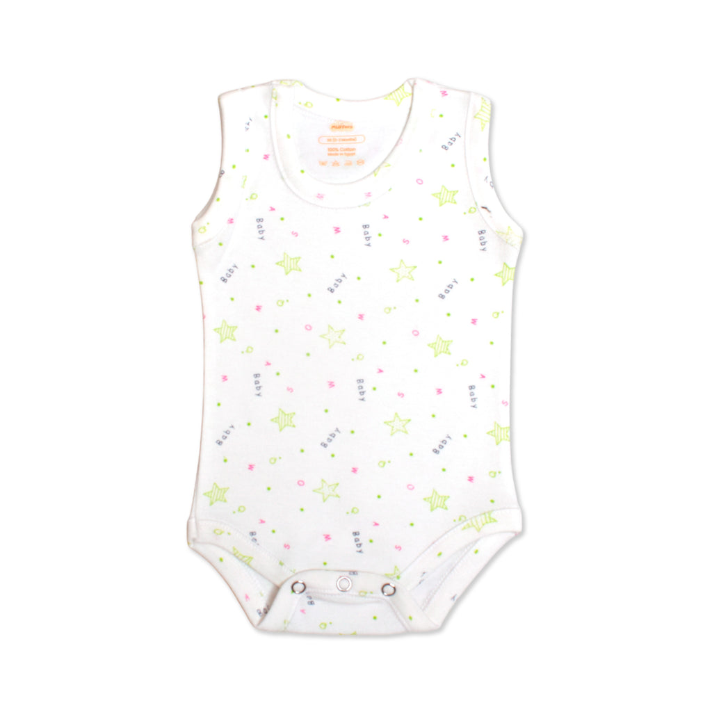 Printed Cotton Baby Sleeveless Bodysuit - 3 Pack Bundle